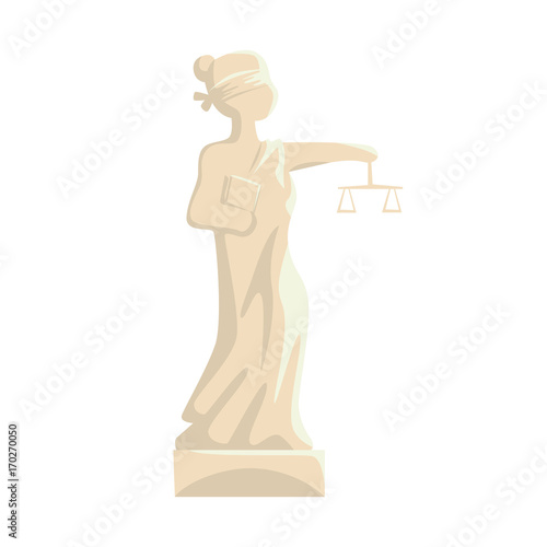 Themis Femida statue, Lady of Justice cartoon vector Illustration