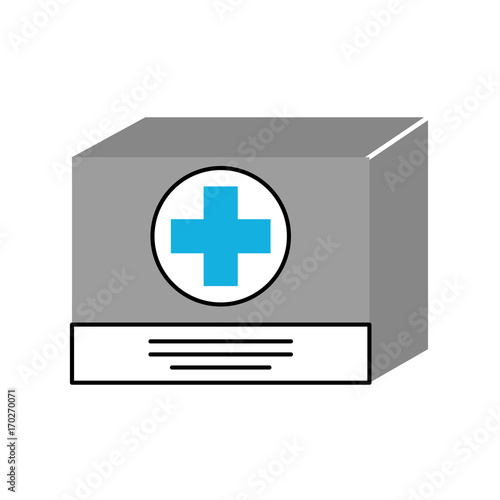 cardboard box medicine equipment supply icon vector illustration