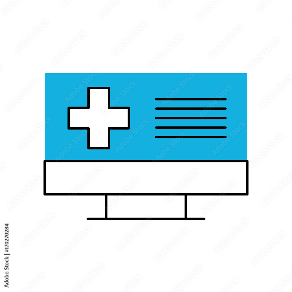 Fototapeta premium screen computer cross medical online support digital vector illustration