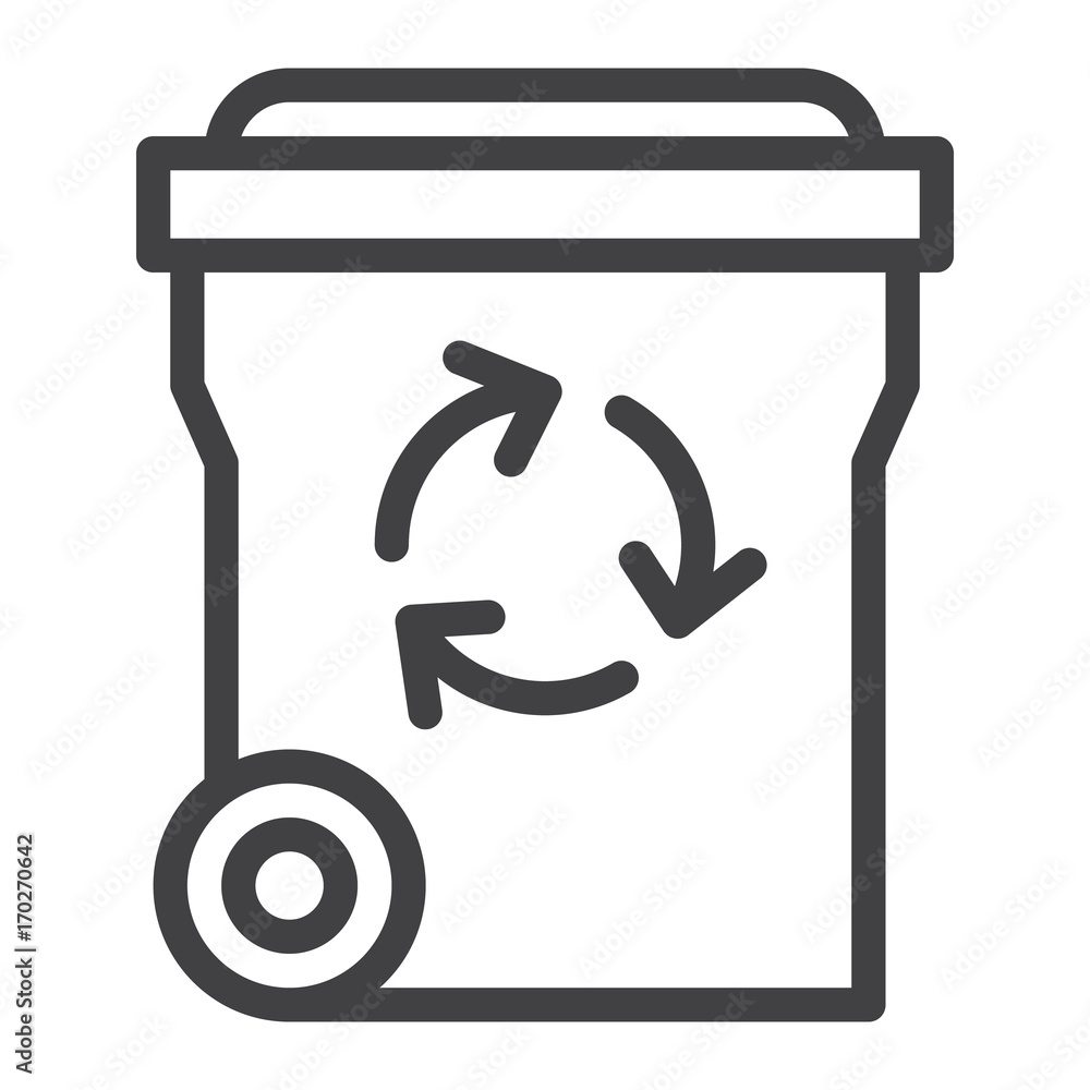 Recycle bin line icon, outline vector sign, linear style pictogram isolated on white. Symbol, logo illustration. Editable stroke. Pixel perfect graphics Recycle bin line icon, outline vector sign, linear style pictogram isolated on white. Symbol, logo illustration. Editable stroke. Pixel perfect graphics