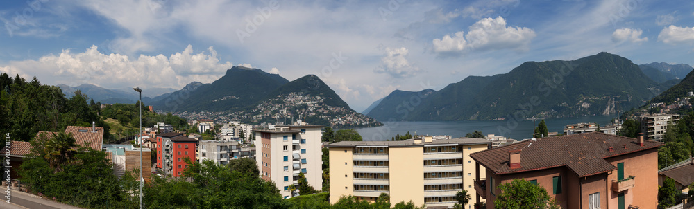 Fototapeta premium Landscape of Lugano lake