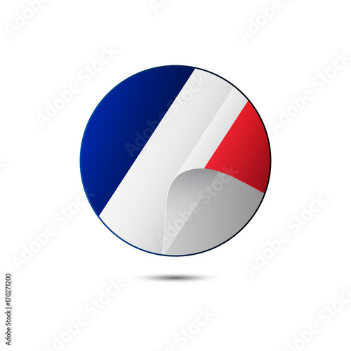 France flag button with shadow on a white background. Vector illustration.