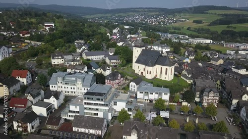 Aerial view over the town Haiger. Lah-Dill-Kreis, Hesse, Germany photo