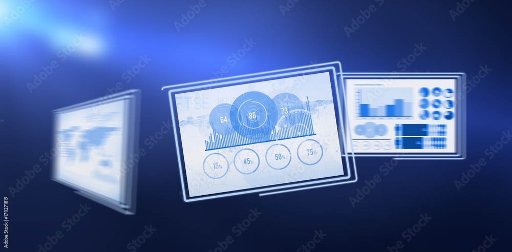 Digital composite image of business diagrams