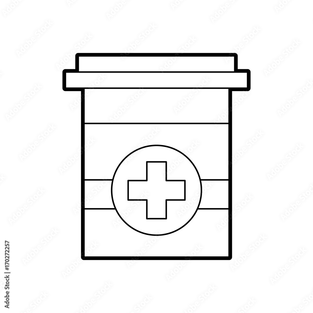 Fototapeta premium plastic container medicine cross pharmaceutical treatment vector illustration