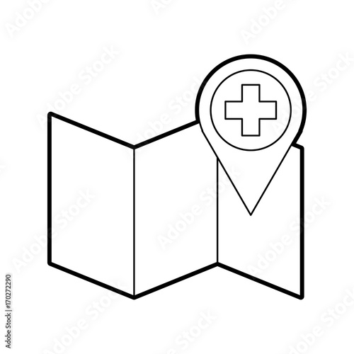 hospital pharmacy pointer on map location icon vector illustration