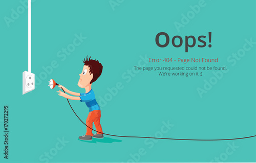 Error 404 page layout vector design. Website 404 page creative concept. The page you requested could not be found. Oops 404 error page.