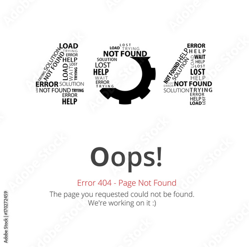 Error 404 page layout vector design. Website 404 page creative concept. The page you requested could not be found. Oops 404 error page.