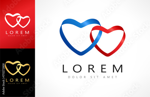 two hearts shape logo