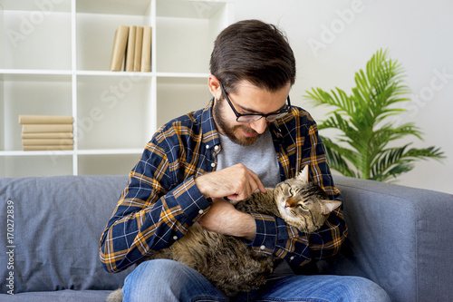 Man with a cat