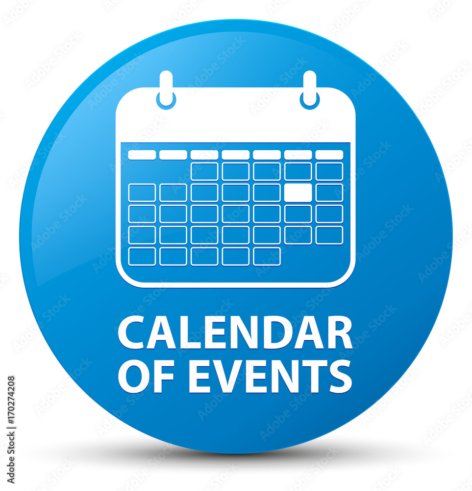 Calendar of events cyan blue round button Calendar of events cyan blue round button
