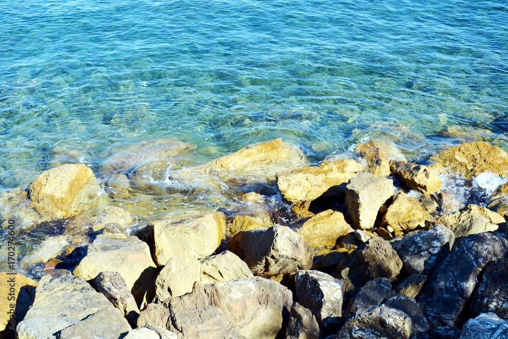 Colorful rocks and blue sea, Elba island