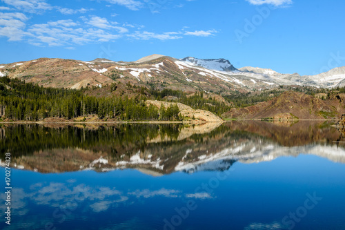 Reflection of sierra nevada in lake