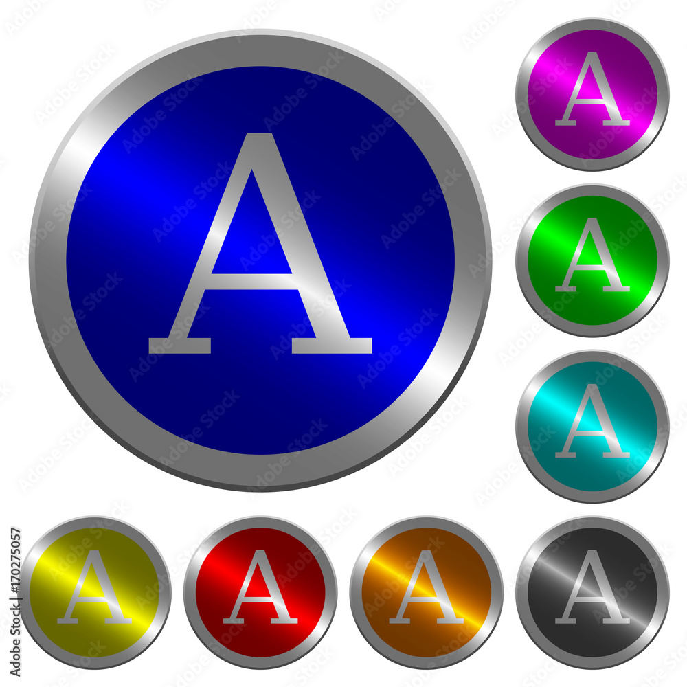Character font luminous coin-like round color buttons Character font luminous coin-like round color buttons