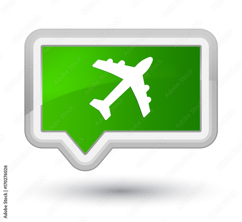Plane icon prime green banner button