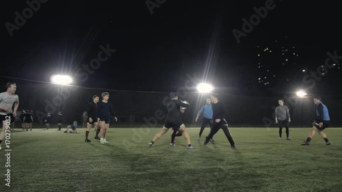 Athletes from Scotland training, professional rugby players train outdoor, power play mens photo