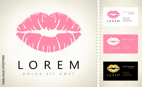 Lips logo. Female lips print. 