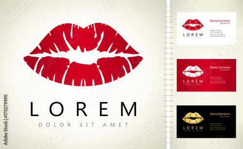 Lips logo. Female lips print. 