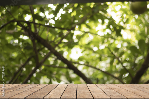 Brown wooden on front and nature background