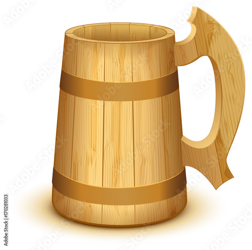 Empty wooden mug for beer
