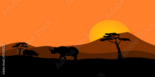 African sunset illustration