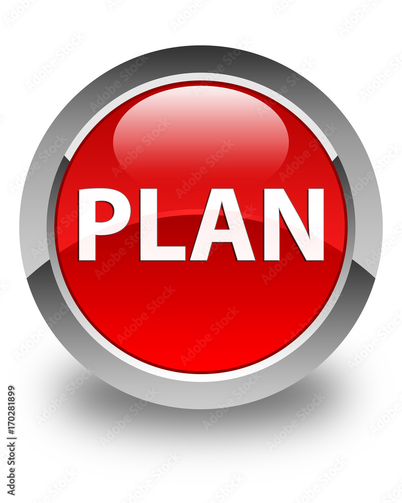 Plan glossy red round button Plan glossy red round button