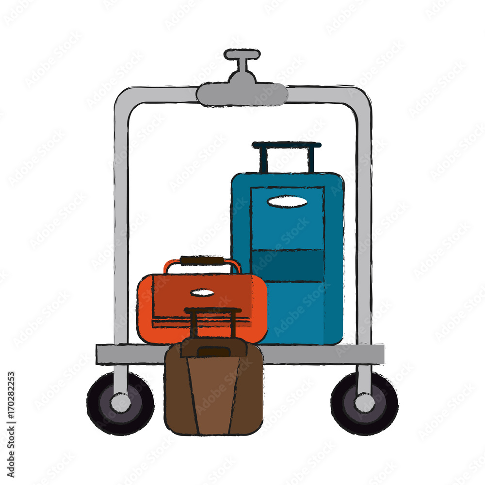 Suitcases in hotel icon vector illustration graphic design Suitcases in hotel icon vector illustration graphic design
