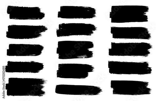 Grunge set of black paint, ink brush strokes, brushes, lines. Dirty artistic design elemens, frames for text - stock vector.