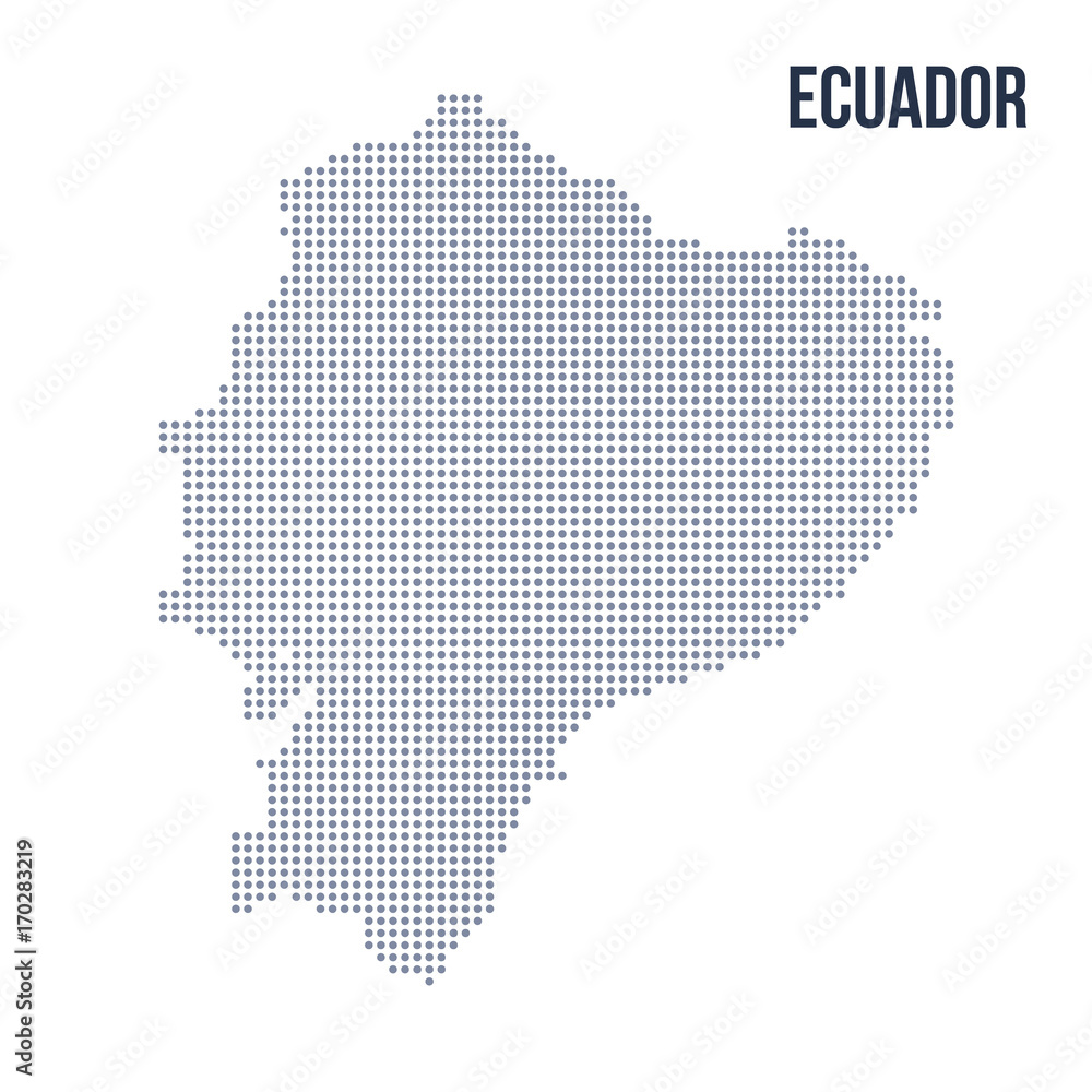 Vector dotted map of Ecuador isolated on white background .