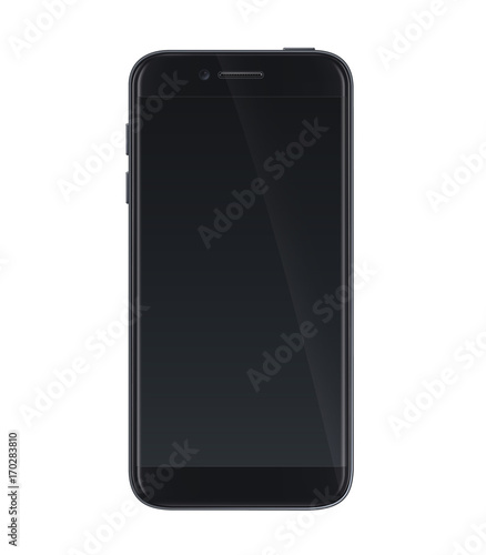 Realistic vector smartphone black design with empty screen. Vector isolated smartphone with empty screen to present your app, design... - stock vector.
