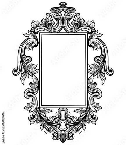 Vintage baroque frame decor. Detailed ornament vector illustration graphic line art