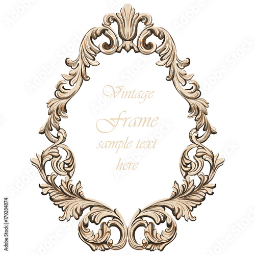 Vintage baroque frame decor. Detailed ornament vector illustration