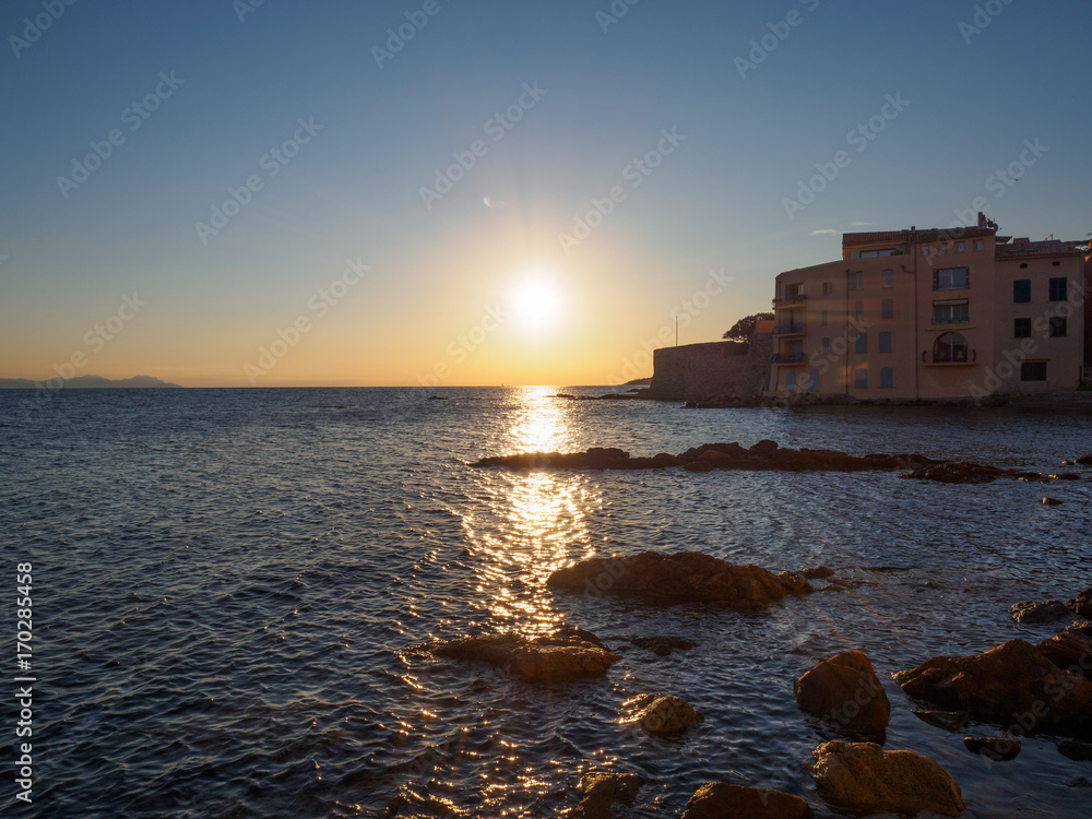 Sunrise along the coast of Saint Tropez.
