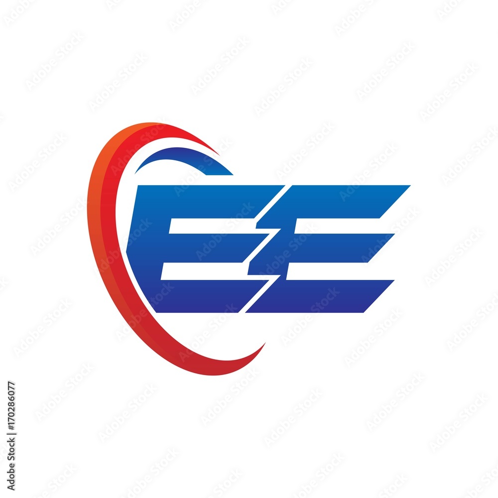modern dynamic vector initial letters logo ee with circle swoosh red blue modern dynamic vector initial letters logo ee with circle swoosh red blue