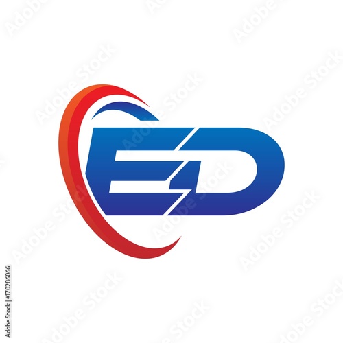 modern dynamic vector initial letters logo ed with circle swoosh red blue