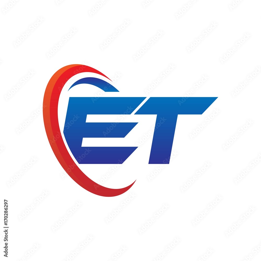 modern dynamic vector initial letters logo et with circle swoosh red blue modern dynamic vector initial letters logo et with circle swoosh red blue