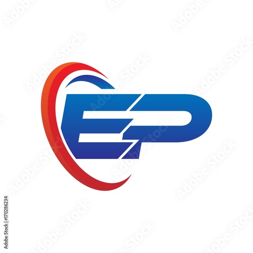 modern dynamic vector initial letters logo ep with circle swoosh red blue Free Download modern dynamic vector initial letters logo ep with circle swoosh red blue - GFXLoad