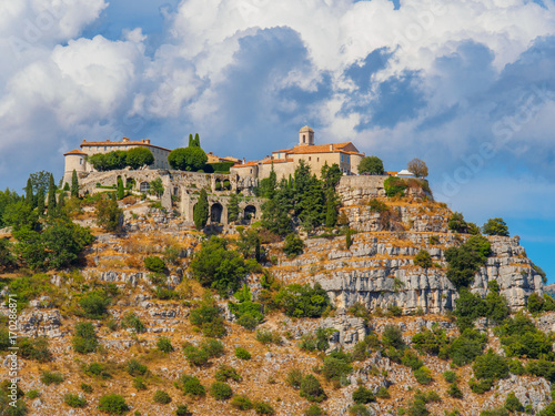 The fortified village of Gourdon situated high in the mountains is considered one of France's most beautiful villages. photo