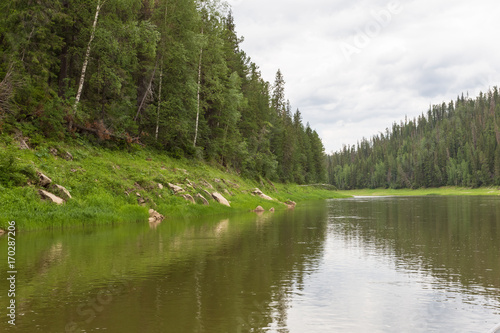 A small tributaries of the Yenisei River. Krasnoyarsk region, Russia 