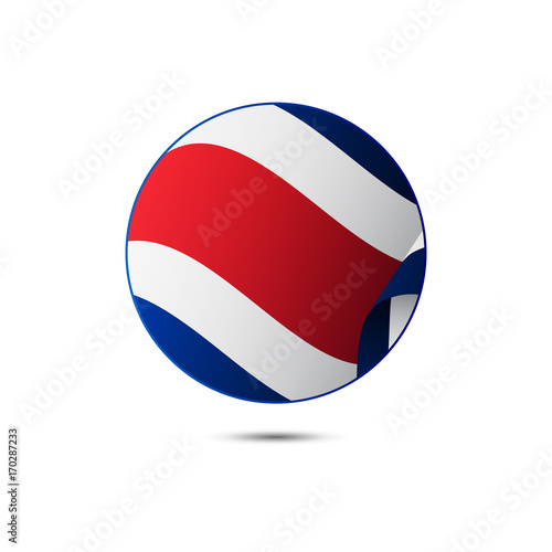 Costa Rica flag button with shadow on a white background. Vector illustration.