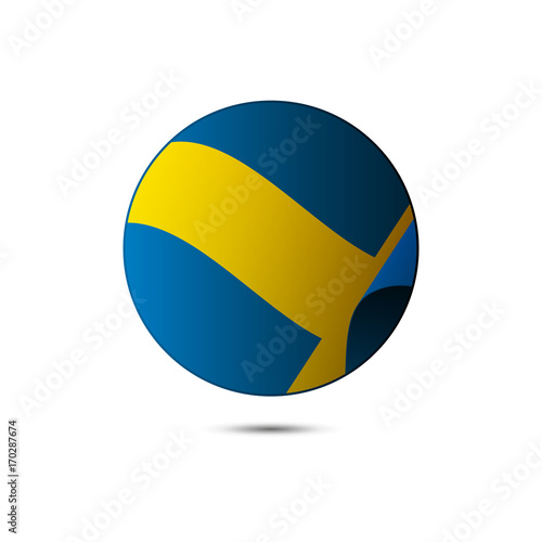 Sweden flag button with shadow on a white background. Vector illustration.
