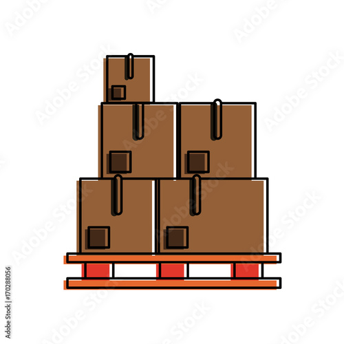 Boxes on stowage icon vector illustration graphic design