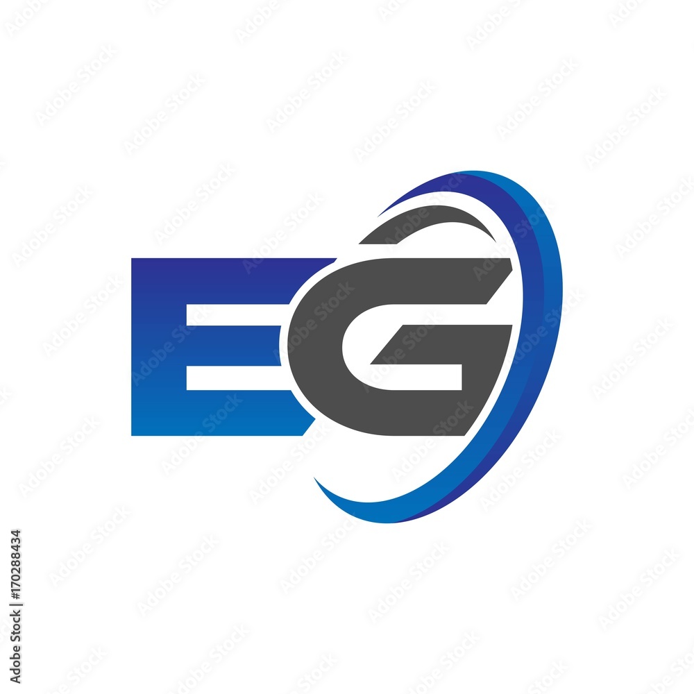 vector initial logo letters eg with circle swoosh blue gray vector initial logo letters eg with circle swoosh blue gray
