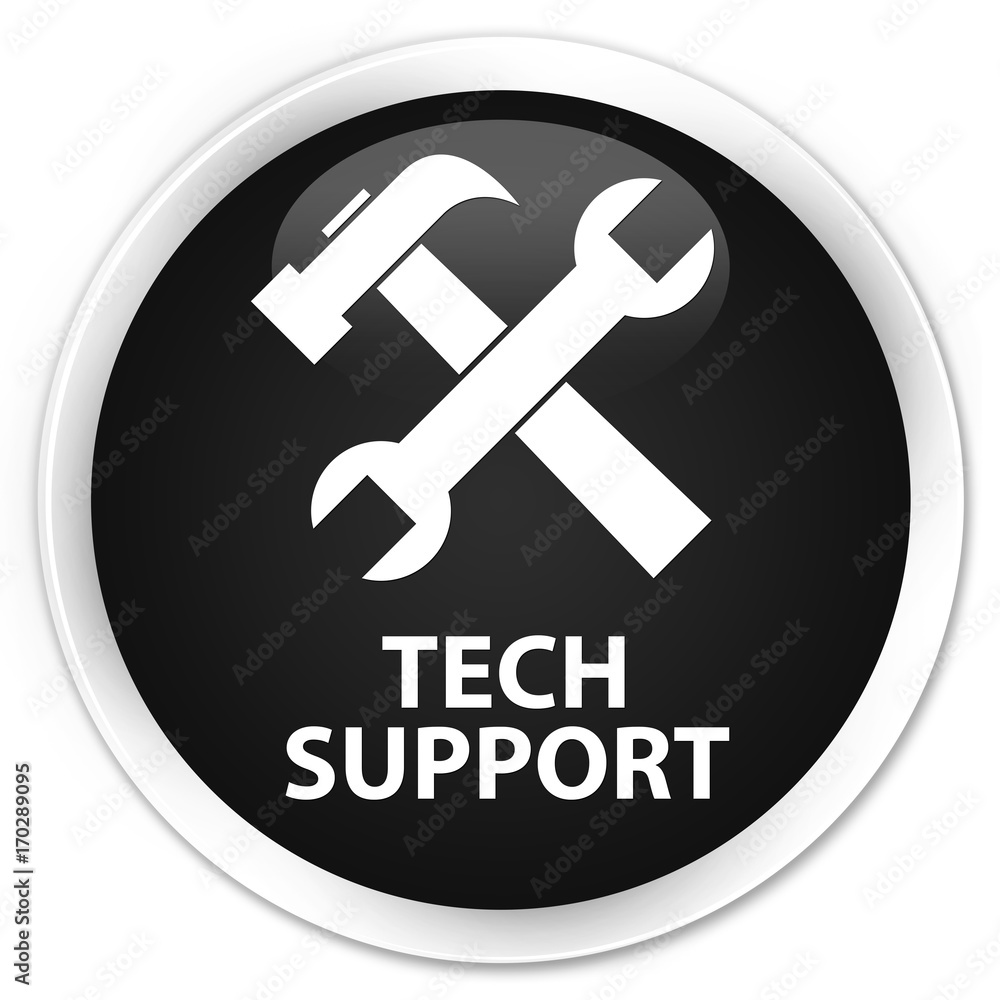 Tech support (tools icon) premium black round button Tech support (tools icon) premium black round button