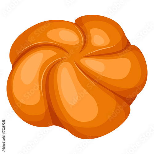 Closeup of round knot-shaped bread rolls isolated illustration