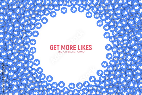 Vector 3D Social Network Like Thumb Up Blue Icons Abstract Illustration Isolated on White Background. Design Elements for Web, Internet, App, Advertisement, Promotion, Marketing, SMM, CEO, Business