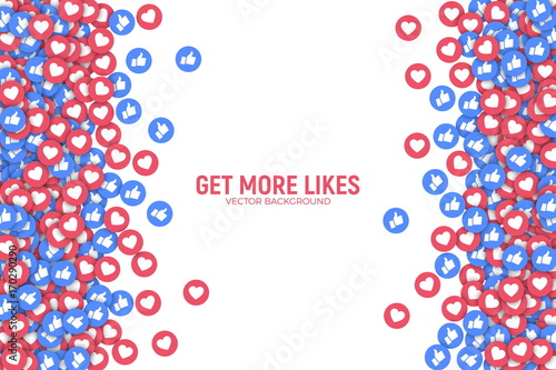 Vector 3D Social Network Like Icons Abstract Illustration Isolated on White Background. Design Elements for Web, Internet, App, Advertisement, Promotion, Marketing, SMM, CEO, Business
