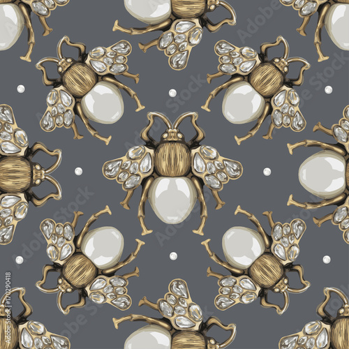 Jewelry fly on a gray background.