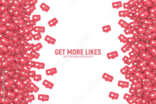 Vector 3D Social Network Like Counter Icons Abstract Illustration Isolated on White Background. Rating Scale Design Elements for Web, Internet, App, Advertisement, Promotion, Marketing, SMM, CEO