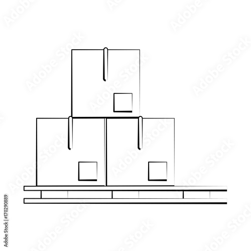 Boxes on stowage icon vector illustration graphic design